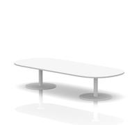 Italia 2400mm Boardroom Coffee Table White Top 475mm High White Leg