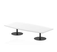 Italia 2400mm High Gloss Coffee Table White Top 475mm High Black Leg
