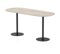 Italia 2400mm Poseur Boardroom Table Grey Oak Top 1145mm High Black Leg