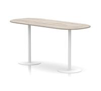 Italia 2400mm Poseur Boardroom Table Grey Oak Top 1145mm High White Leg