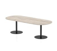 Italia 2400mm Poseur Boardroom Table Grey Oak Top 720mm High Black Leg