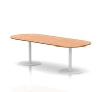 Italia 2400mm Poseur Boardroom Table Oak Top 720mm High White Leg