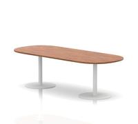 Italia 2400mm Poseur Boardroom Table Walnut Top 720mm High White Leg