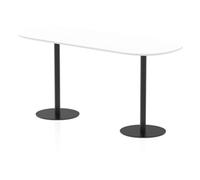 Italia 2400mm Poseur Boardroom Table White Top 1145mm High Black Leg