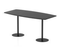 Italia 2400mm Poseur High Gloss Table Black Top 1145mm High Black Leg