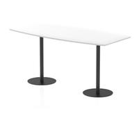 Italia 2400mm Poseur High Gloss Table White Top 1145mm High Black Leg