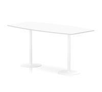 Italia 2400mm Poseur High Gloss Table White Top 1145mm High White Leg