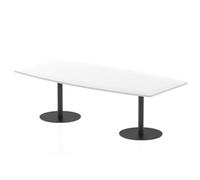 Italia 2400mm Poseur High Gloss Table White Top 725mm High Black Leg