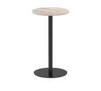 Italia 600mm Poseur Round Table Grey Oak Top 1145mm High Black Leg