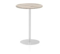 Italia 600mm Poseur Round Table Grey Oak Top 1145mm High Leg
