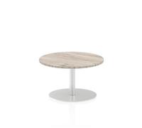 Italia 600mm Poseur Round Table Grey Oak Top 475mm High Leg