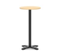 Italia 600mm Poseur Round Table Maple Top 1170mm High Black Leg Cross Base