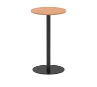 Italia 600mm Poseur Round Table Oak Top 1145mm High Black Leg