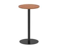 Italia 600mm Poseur Round Table Walnut Top 1145mm High Black Leg