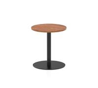 Italia 600mm Poseur Round Table Walnut Top 720mm High Black Leg