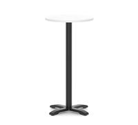 Italia 600mm Poseur Round Table White Top 1170mm High Black Leg Cross Base