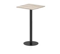Italia 600mm Poseur Square Table Grey Oak Top 1145mm High Black Leg