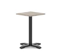 Italia 600mm Poseur Square Table Grey Oak Top 750mm High Black Leg Cross Base