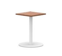 Italia 600mm Poseur Square Table Walnut Top 720mm High White Leg