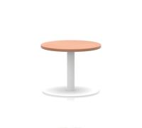 Italia 600mm Round Coffee Table Beech Top 475mm High White Leg