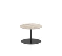 Italia 600mm Round Coffee Table Grey Oak Top 475mm High Black Leg