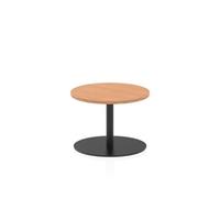 Italia 600mm Round Coffee Table Oak Top 475mm High Black Leg