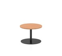 Italia 600mm Round Coffee Table Oak Top 475mm High Black Leg
