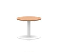 Italia 600mm Round Coffee Table Oak Top 475mm High White Leg