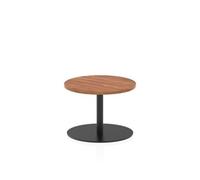 Italia 600mm Round Coffee Table Walnut Top 475mm High Black Leg