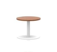 Italia 600mm Round Coffee Table Walnut Top 475mm High White Leg