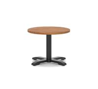 Italia 600mm Round Coffee Table Walnut Top 495mm High Black Leg Cross Base