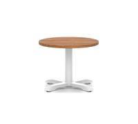 Italia 600mm Round Coffee Table Walnut Top 495mm High White Leg Cross Base