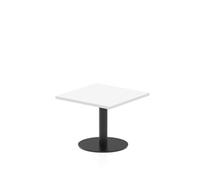Italia 600mm Square Coffee Table White Top 475mm High Black Leg