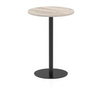 Italia 800mm Poseur Round Table Grey Oak Top 1145mm High Black Leg