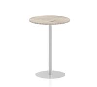 Italia 800mm Poseur Round Table Grey Oak Top 1145mm High Leg