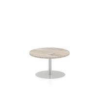 Italia 800mm Poseur Round Table Grey Oak Top 475mm High Leg