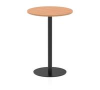 Italia 800mm Poseur Round Table Oak Top 1145mm High Black Leg