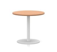 Italia 800mm Poseur Round Table Oak Top 720mm High White Leg