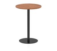 Italia 800mm Poseur Round Table Walnut Top 1145mm High Black Leg