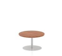 Italia 800mm Poseur Round Table Walnut Top 475mm High Leg