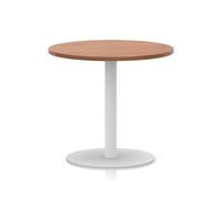 Italia 800mm Poseur Round Table Walnut Top 720mm High White Leg