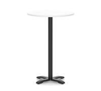Italia 800mm Poseur Round Table White Top 1170mm High Black Leg Cross Base