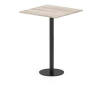 Italia 800mm Poseur Square Table Grey Oak Top 1145mm High Black Leg