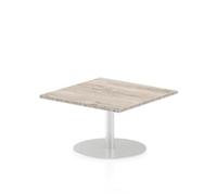 Italia 800mm Poseur Square Table Grey Oak Top 475mm High Leg