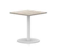 Italia 800mm Poseur Square Table Grey Oak Top 720mm High White Leg