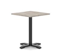 Italia 800mm Poseur Square Table Grey Oak Top 750mm High Black Leg Cross Base