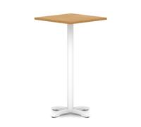 Italia 800mm Poseur Square Table Oak Top 1170mm High White Leg Cross Base