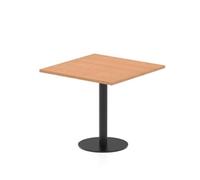 Italia 800mm Poseur Square Table Oak Top 720mm High Black Leg