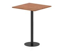 Italia 800mm Poseur Square Table Walnut Top 1145mm High Black Leg