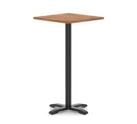 Italia 800mm Poseur Square Table Walnut Top 1170mm High Black Leg Cross Base